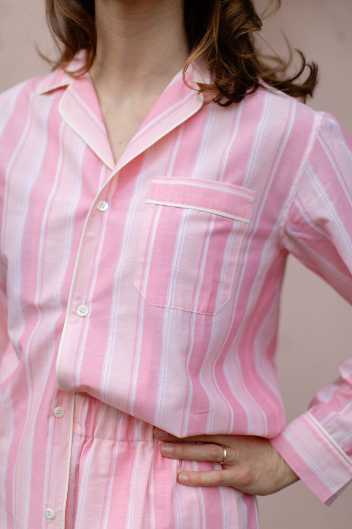 Woman Shirt Peach and Apricot Cotton Made in Italy